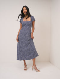 Blue Polka Dot Nora Midi Dress