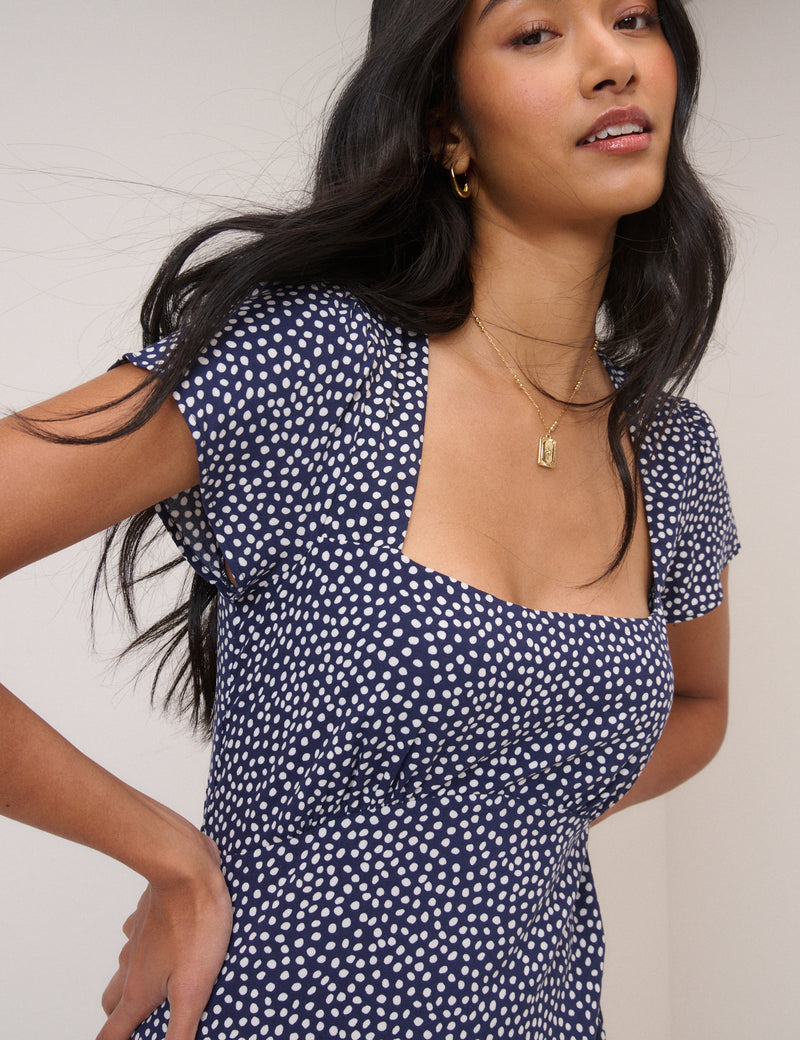 Blue Polka Dot Nora Midi Dress