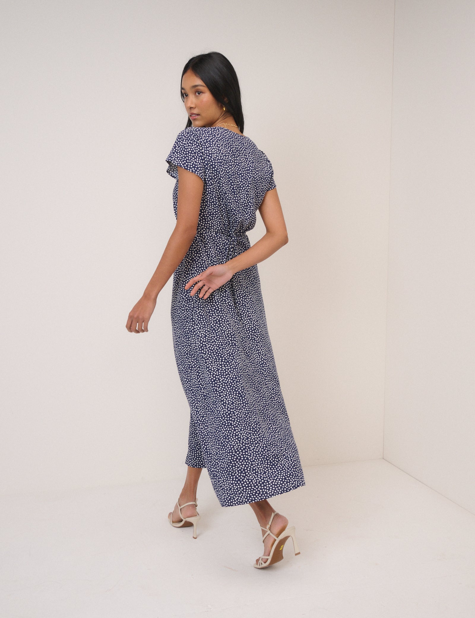 Blue Polka Dot Nora Midi Dress