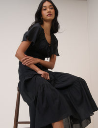 Black Tiered Caliope Midi Dress