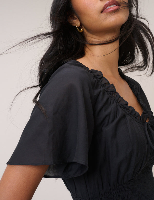 Black Tiered Caliope Midi Dress