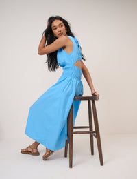 Blue Sleeveless Carrie Midi Dress