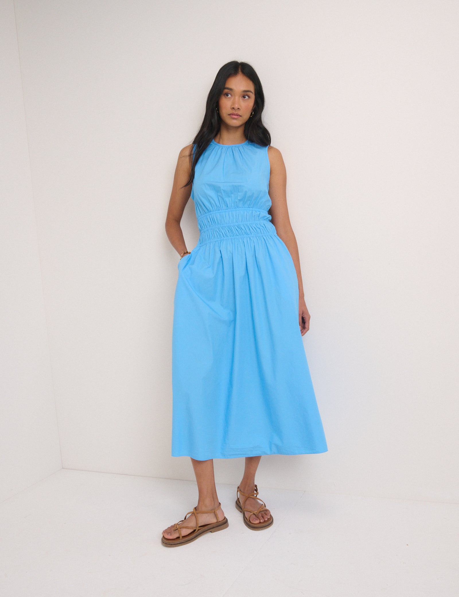 Blue Sleeveless Carrie Midi Dress