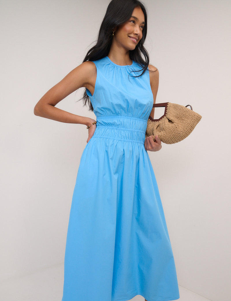 Blue Sleeveless Carrie Midi Dress