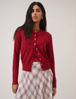 Red Crew Neck Cardigan