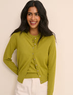 Chartreuse Green Crew Neck Cardigan