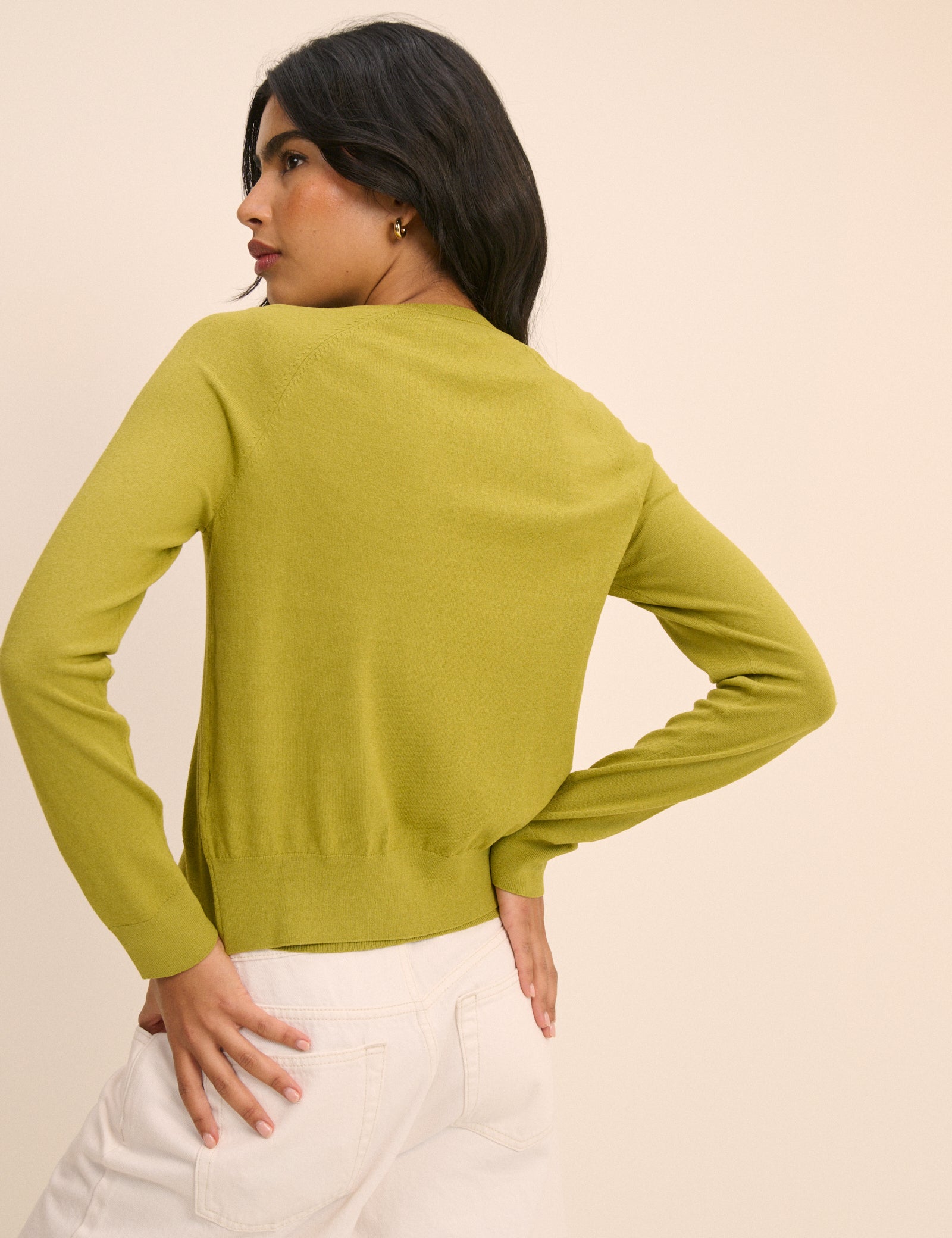 Chartreuse Green Crew Neck Cardigan
