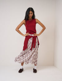 Red Crew Neck Knitted Vest