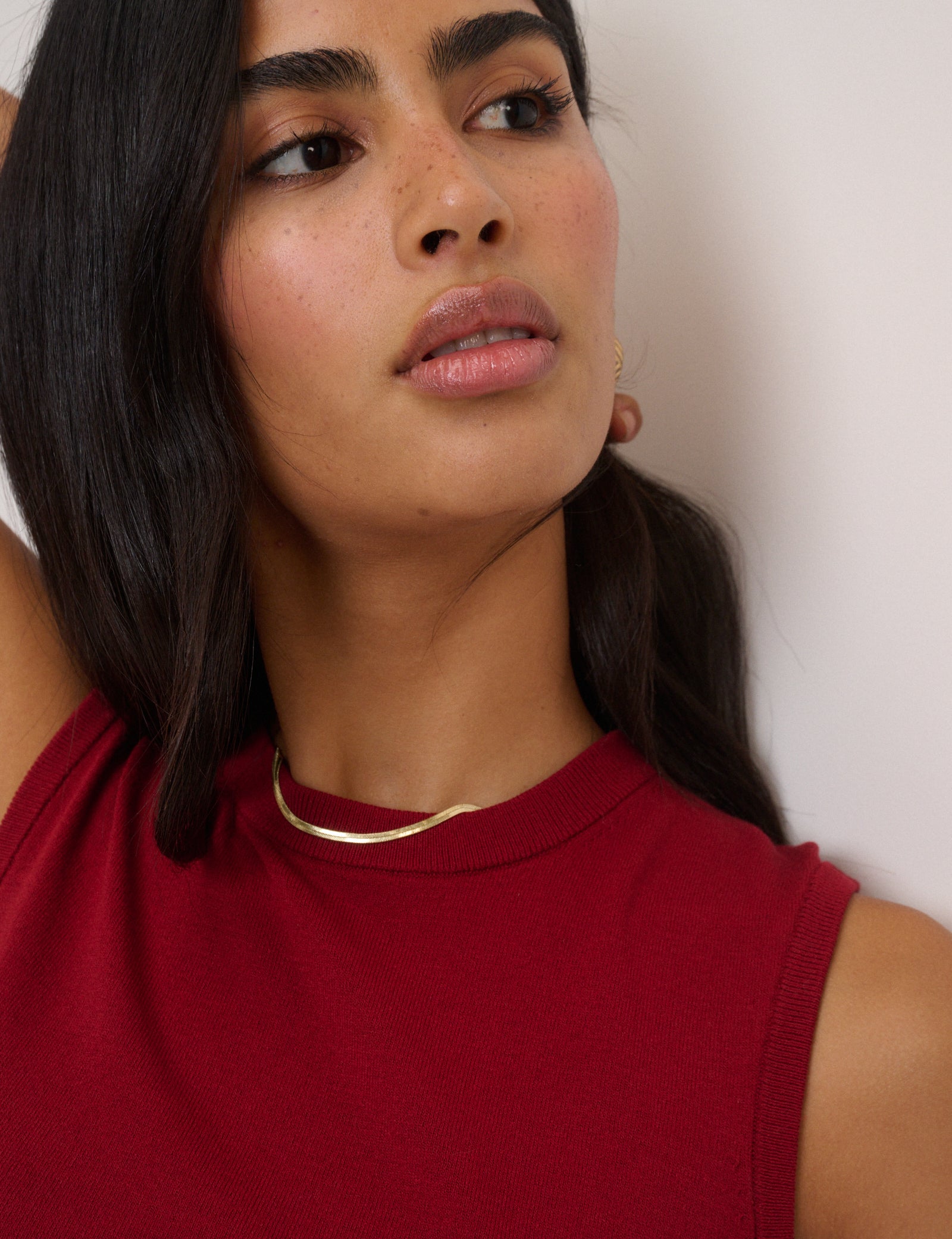 Red Crew Neck Knitted Vest