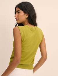 Green Knitted Ribbed Vest Top