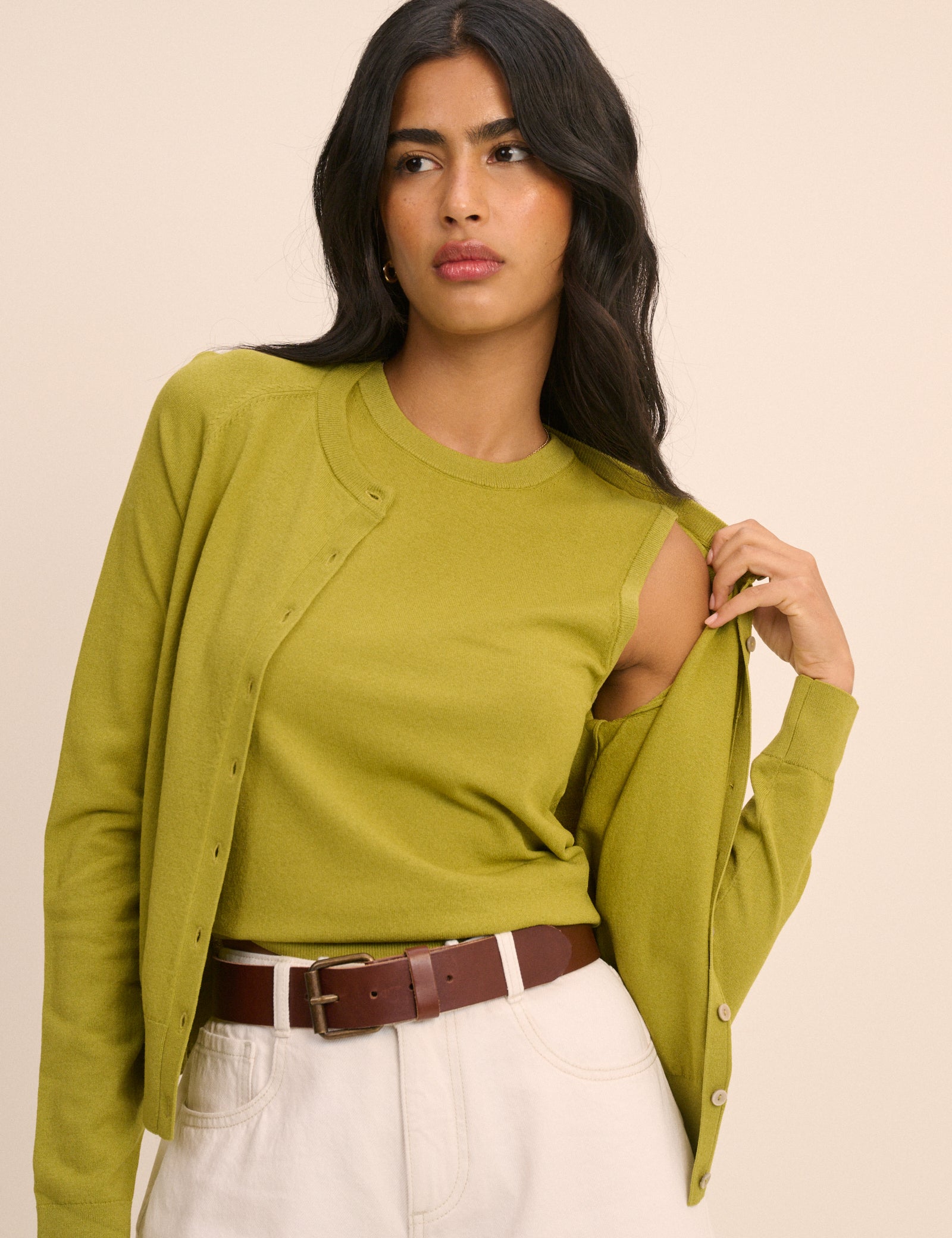 Green Knitted Ribbed Vest Top