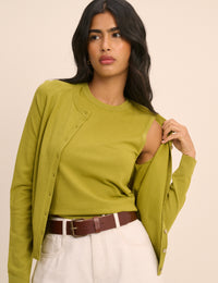 Green Knitted Ribbed Vest Top