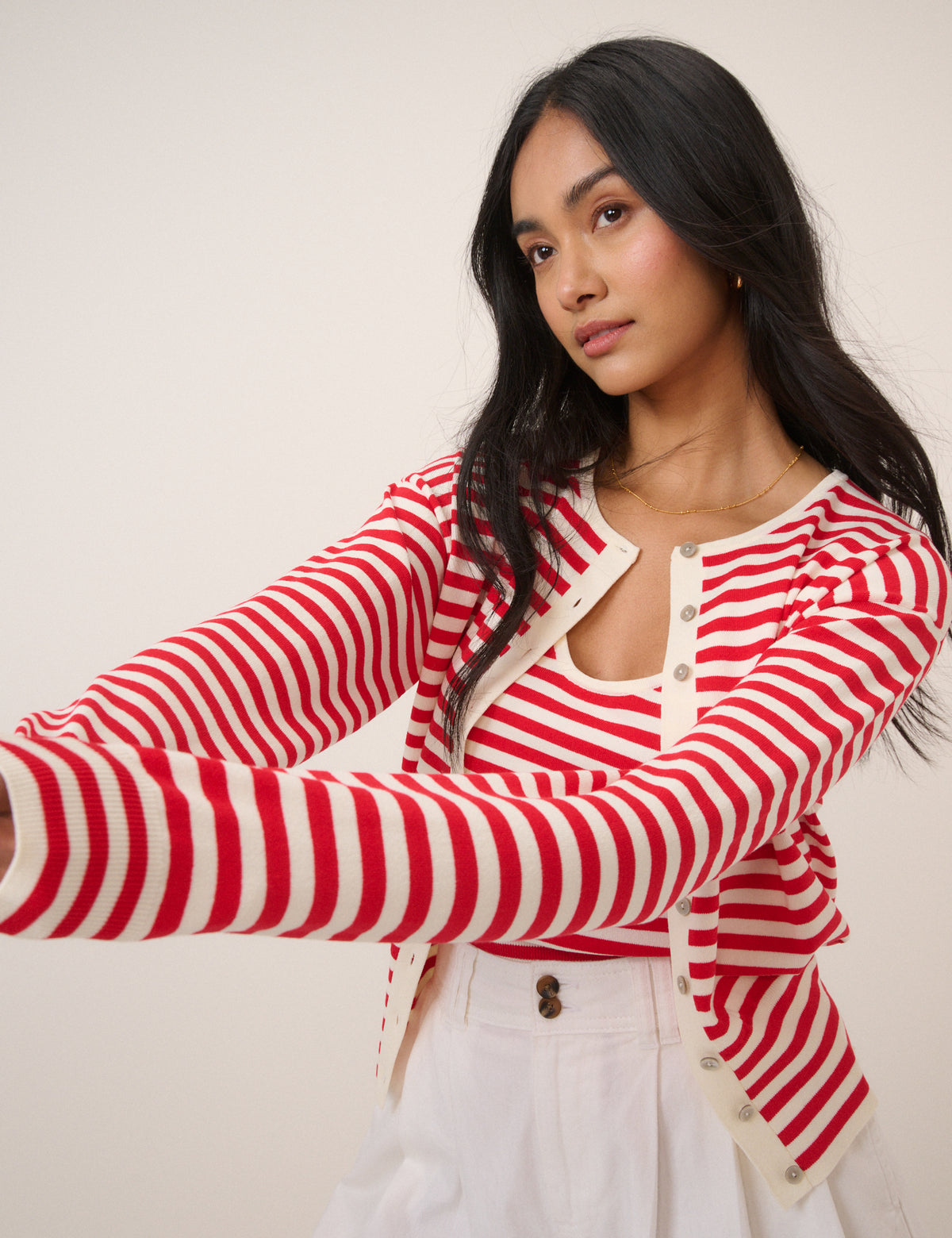 Red Striped Ribbed Vest