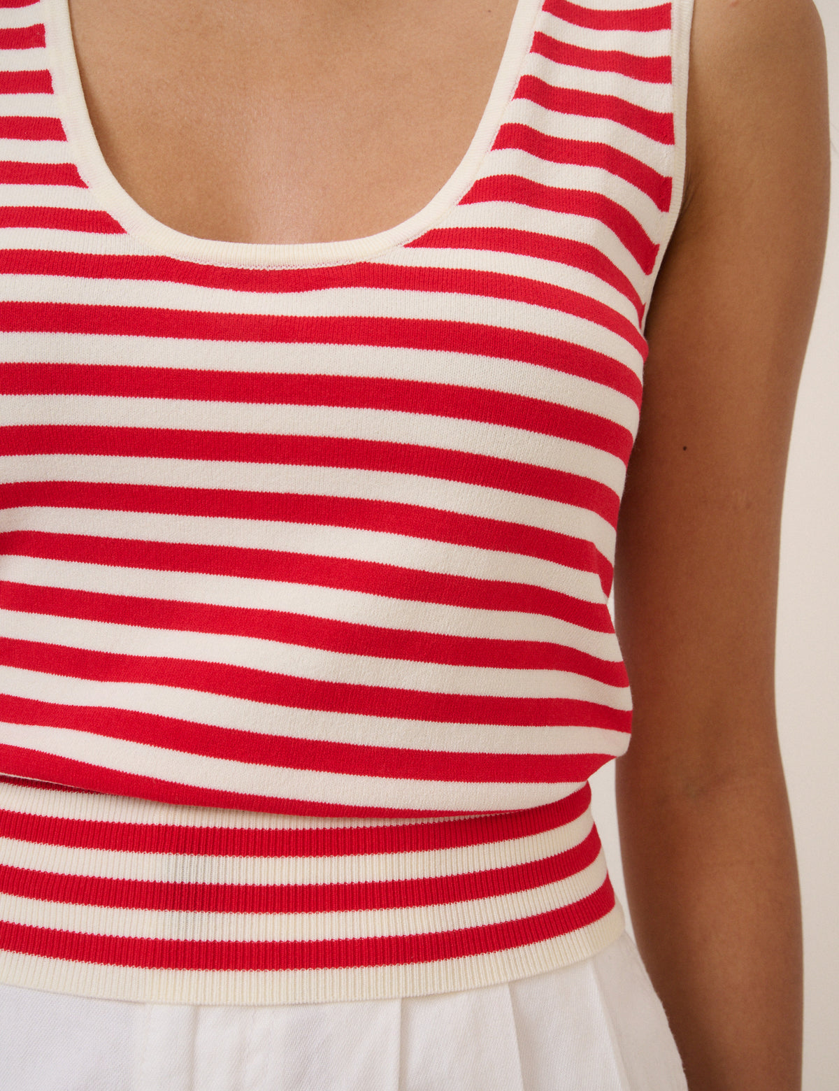 Red Striped Ribbed Vest