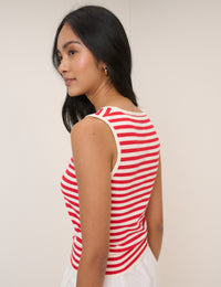 Red Striped Waisted Stripe Vest