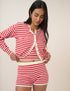 Red Striped Fine Knit Shorts