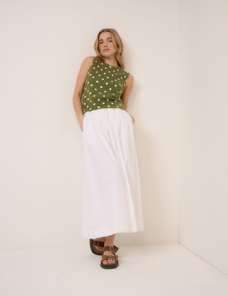 Green Polka Dot Crew Neck Vest