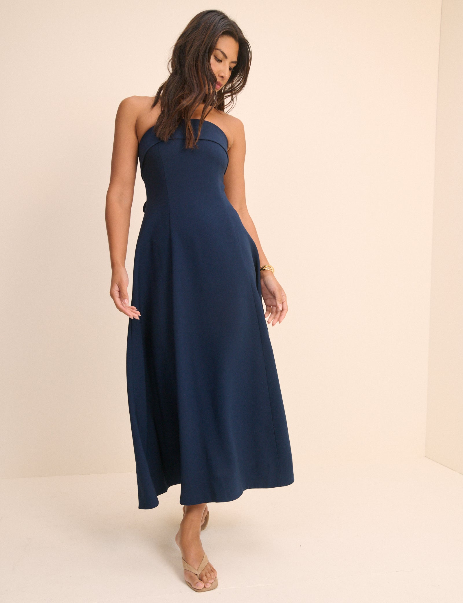 Navy Bow Back Chelsea Midi Dress
