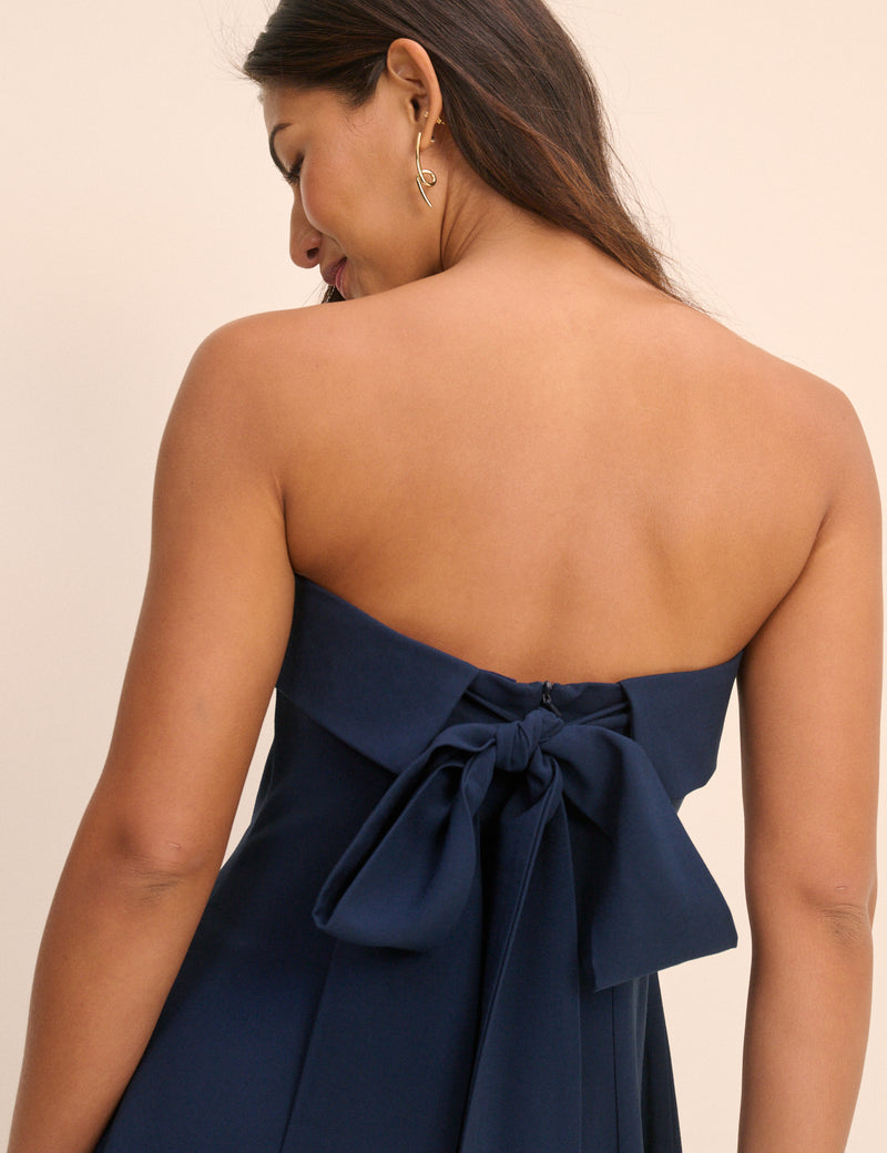 Navy Bow Back Chelsea Midi Dress