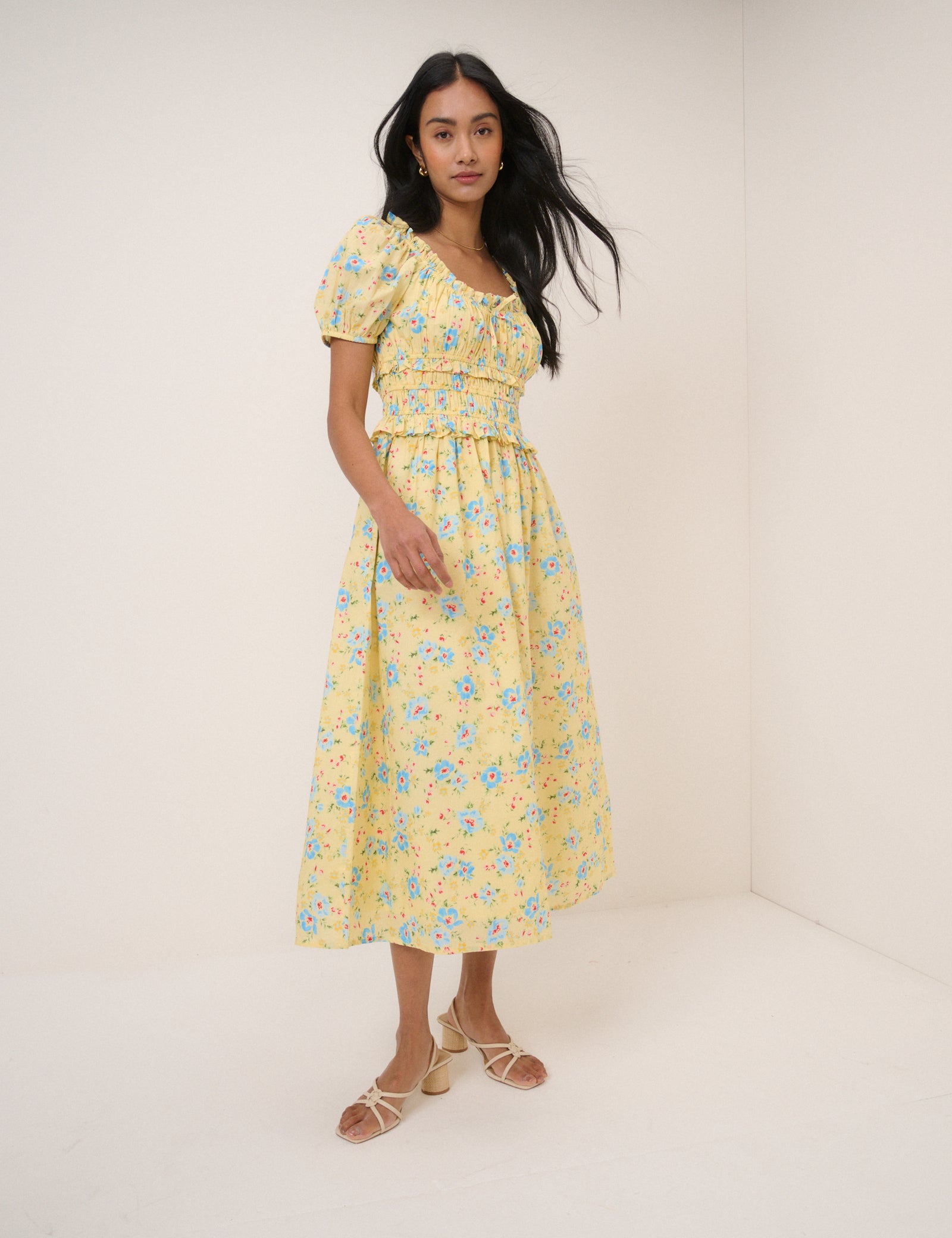 Pastel Yellow Floral Dress Yellow Midi Dress With Sleeves Floral Print Off Shoulder Puff Sleeve Midi Pastel Yellow Floral Dress Yellow Midi Dress With Sleeves Floral Print Off Shoulder Puff Sleeve Midi