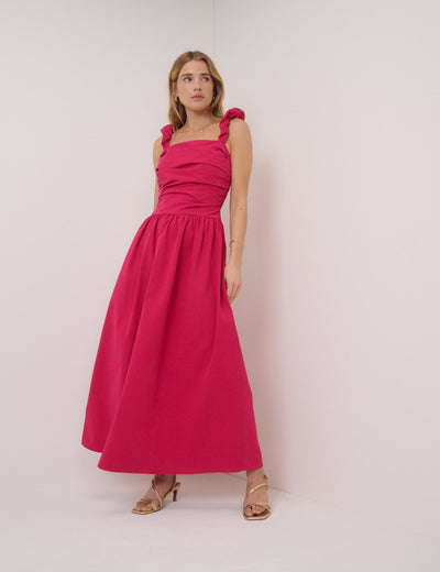 Pink Drop Waist Victoria Midi Dress