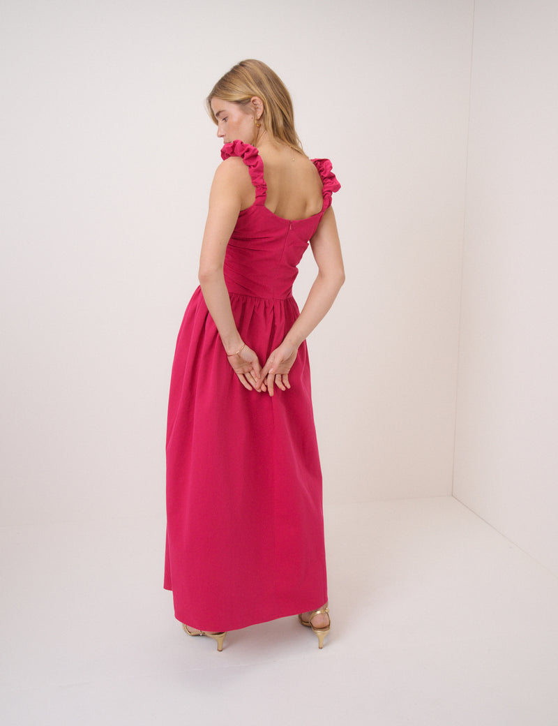 Pink Drop Waist Victoria Midi Dress