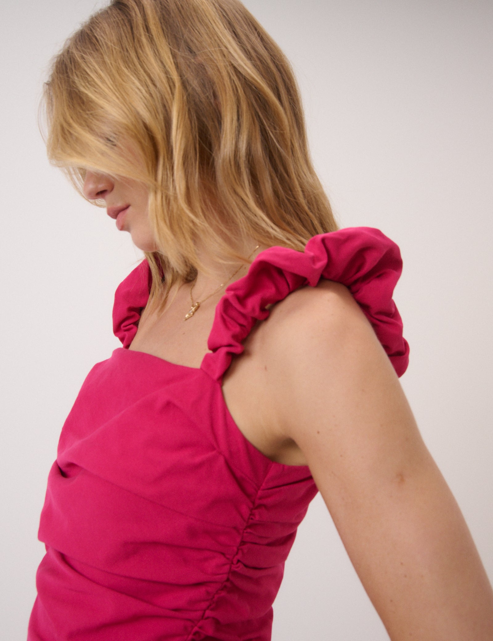 Pink Drop Waist Victoria Midi Dress