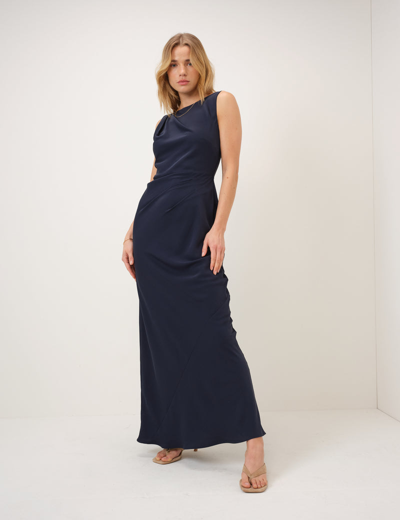 Sapphire Sleeveless Cowl Back Maxi Dress