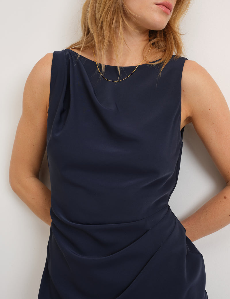Navy Boat Neck Sapphire Maxi Dress