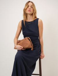 Navy Boat Neck Sapphire Maxi Dress