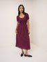 Burgundy Ruched Zita Midi Dress