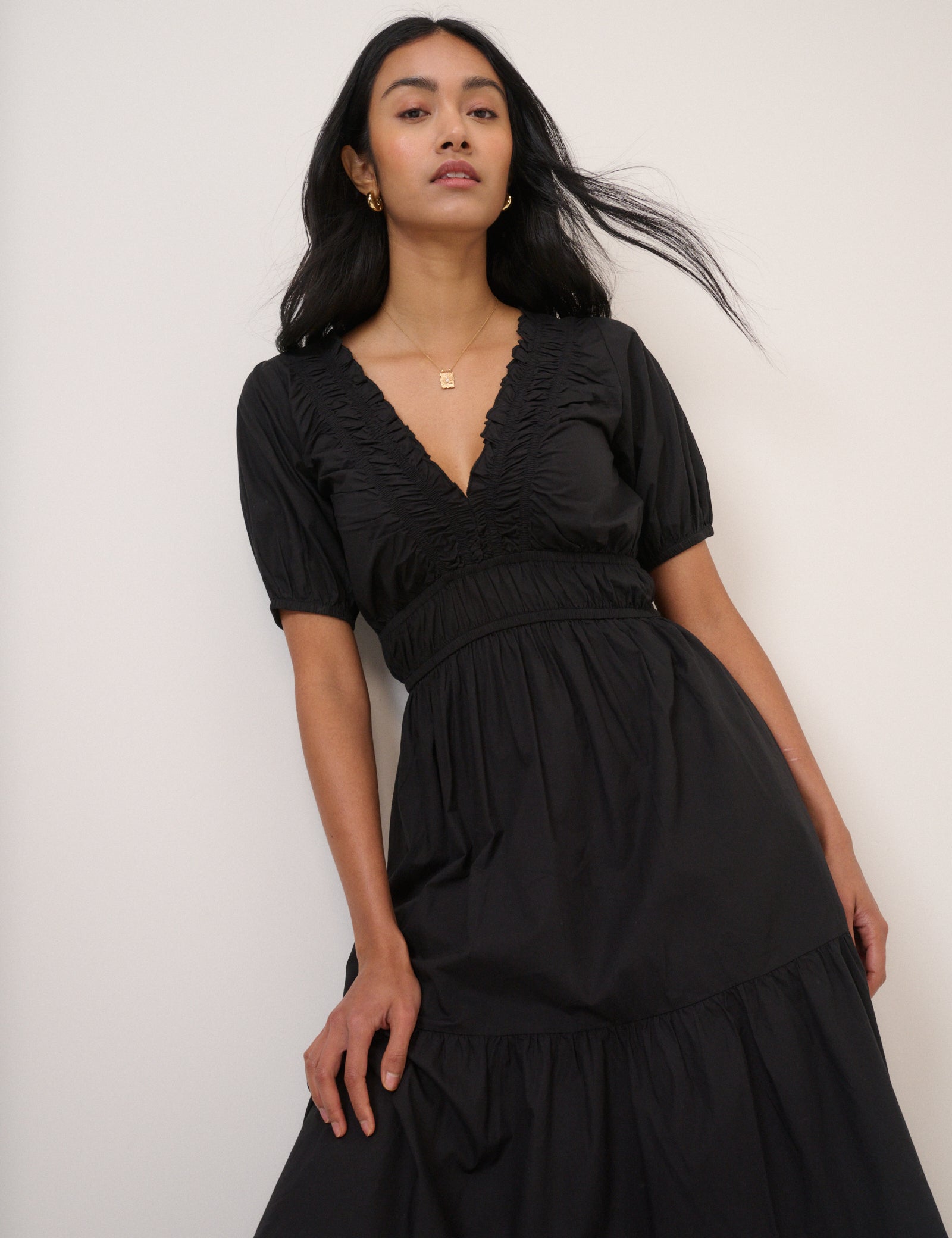 Black Tiered Madison Midi Dress Black Tiered Madison Midi Dress