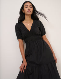 Black Tiered Madison Midi Dress