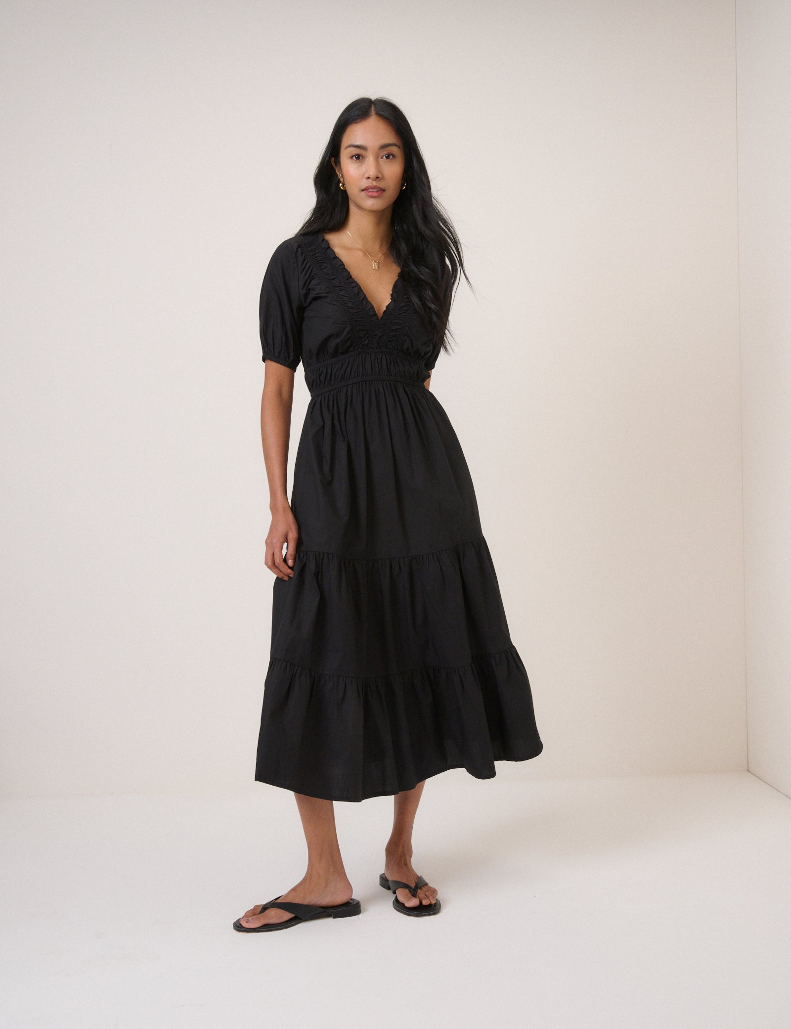 Black Tiered Madison Midi Dress Black Tiered Madison Midi Dress