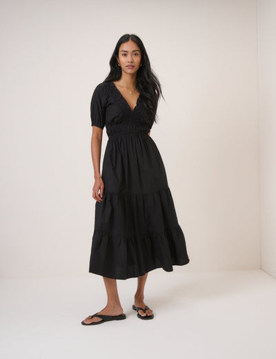 Black Tiered Madison Midi Dress