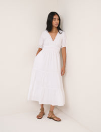 White Tiered Madison Midi Dress