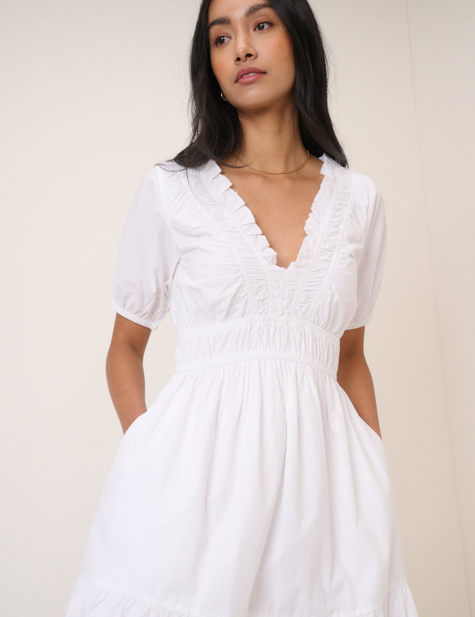 White Tiered Madison Midi Dress