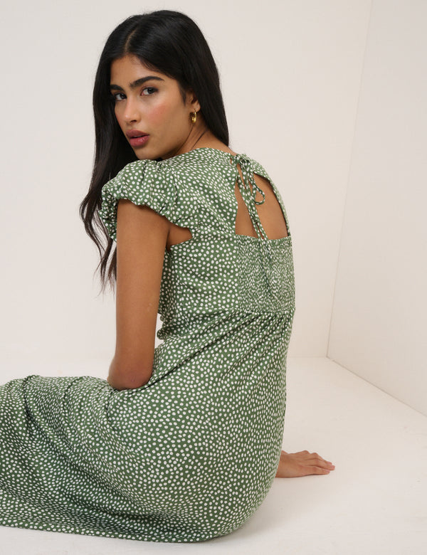Green Polka Dot Willow Midi Dress