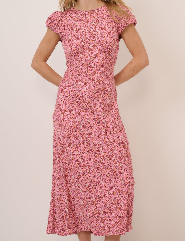 Pink Floral Willow Midi Dress