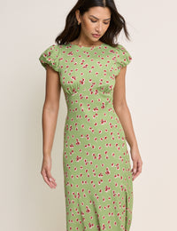 Green Floral Willow Midi Dress