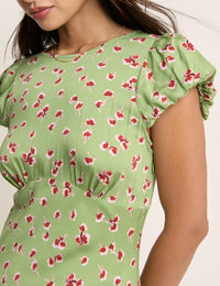 Green Floral Willow Midi Dress
