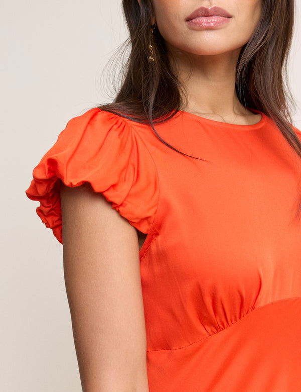 Orange Short Sleeve Willow Midi Dress