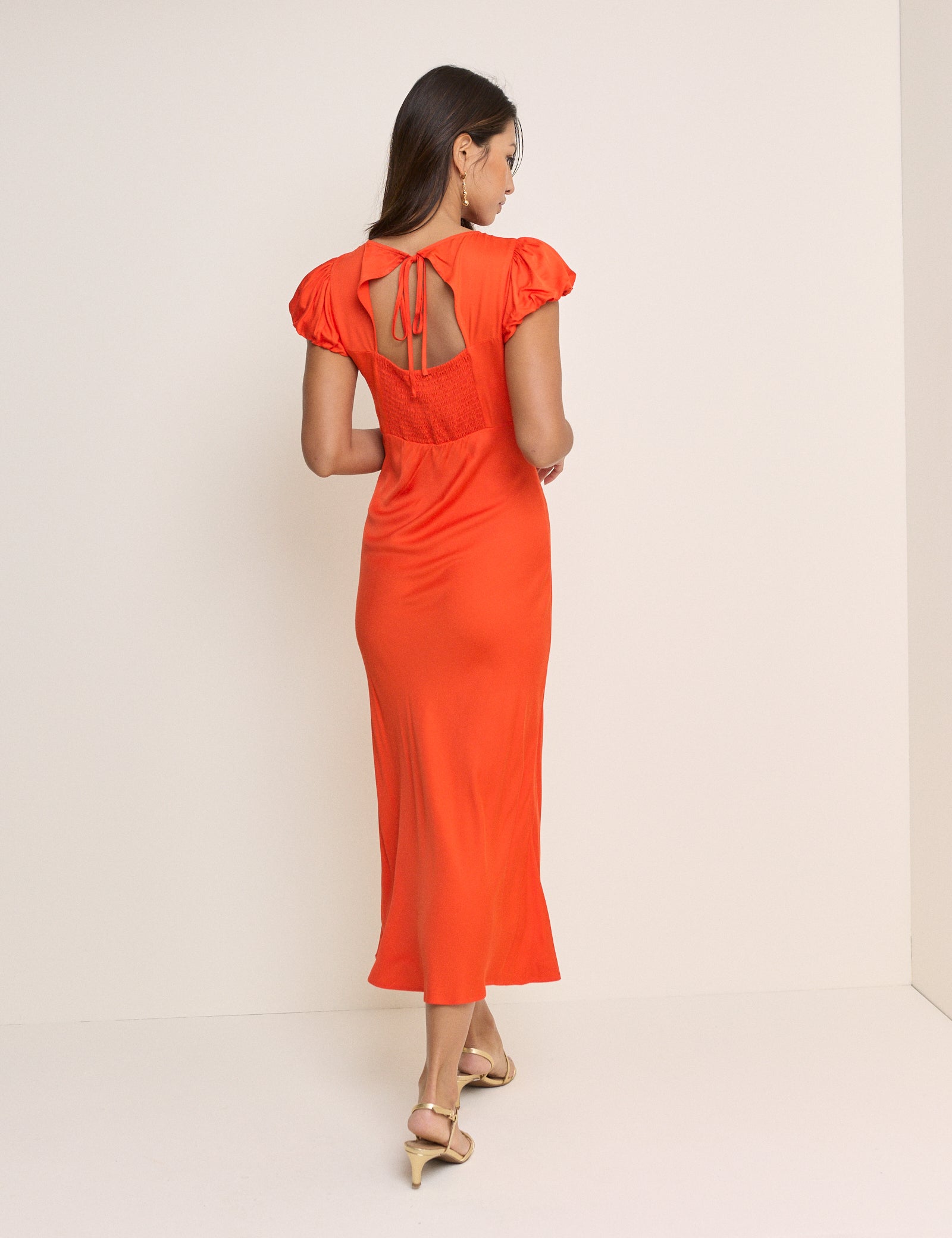 Orange Short Sleeve Willow Midi Dress