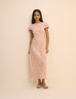 Cream and Pink Floral Willow Midi Dress