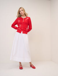 Red Embroidered Cardigan