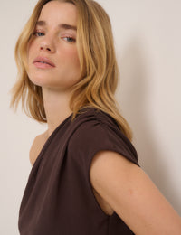 Brown One Shoulder Jumpsuit