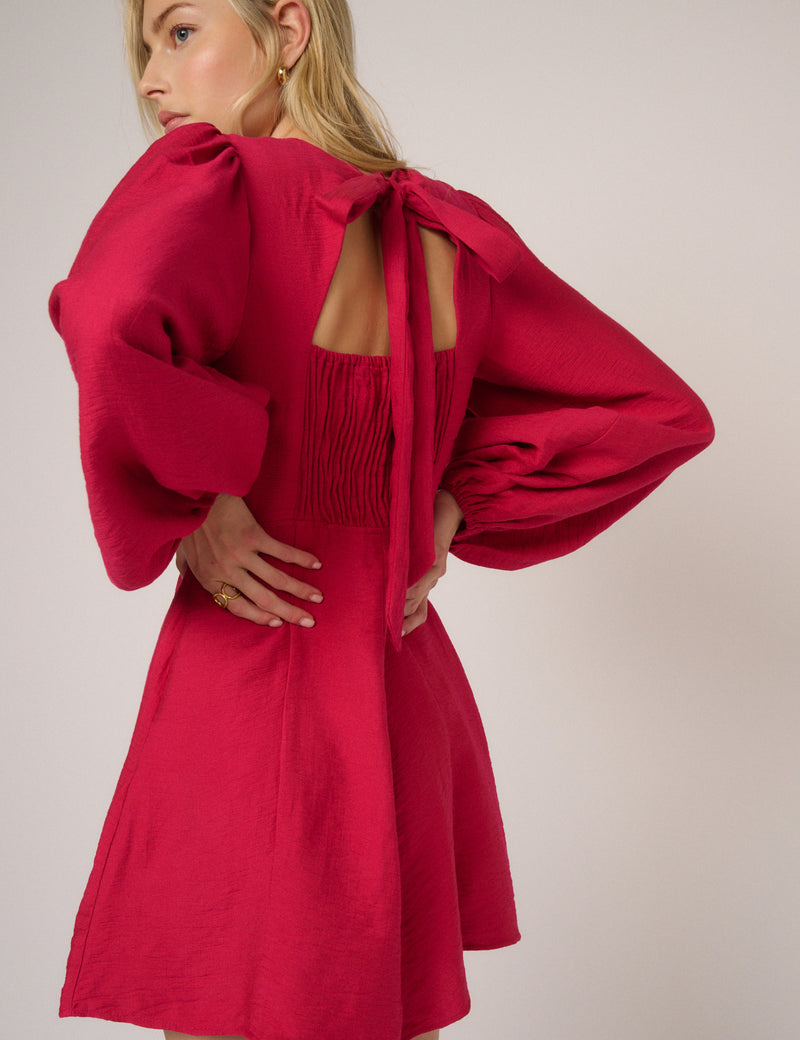 Balloon Sleeve Cut-Out Back Nicki Mini Dress