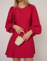 Pink Balloon Sleeve Nicki Mini Dress