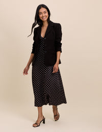 Black Polka Dot Halterneck Lynette Midi Dress