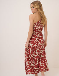 Brown One Shoulder Cecilia Midi Dress